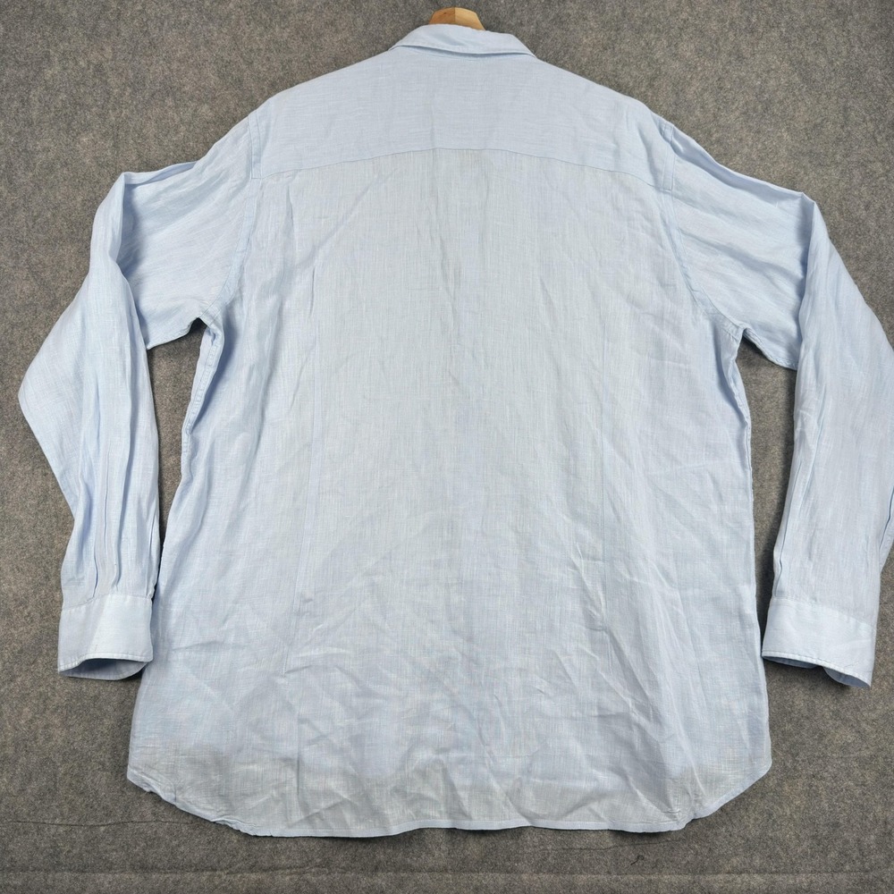 Piattelli Shirt Mens 2XL Blue Linen Long Sleeve Dress Button Front Barneys NY - Picture 7 of 14